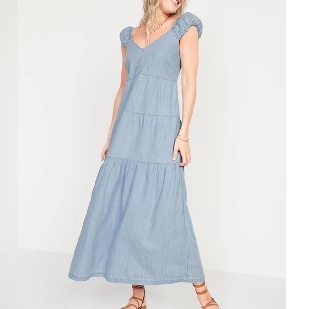 Old Navy Light Blue Tiered Maxi Dress